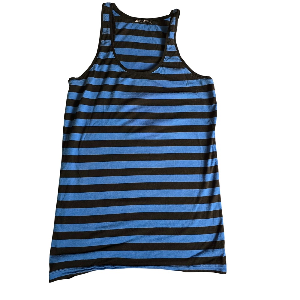 Petit Bateau Blue Black Striped Tank Top Size S 14 Ans French Nautical